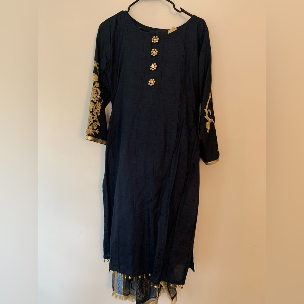 Navy Blue Punjabi Suit - Size small